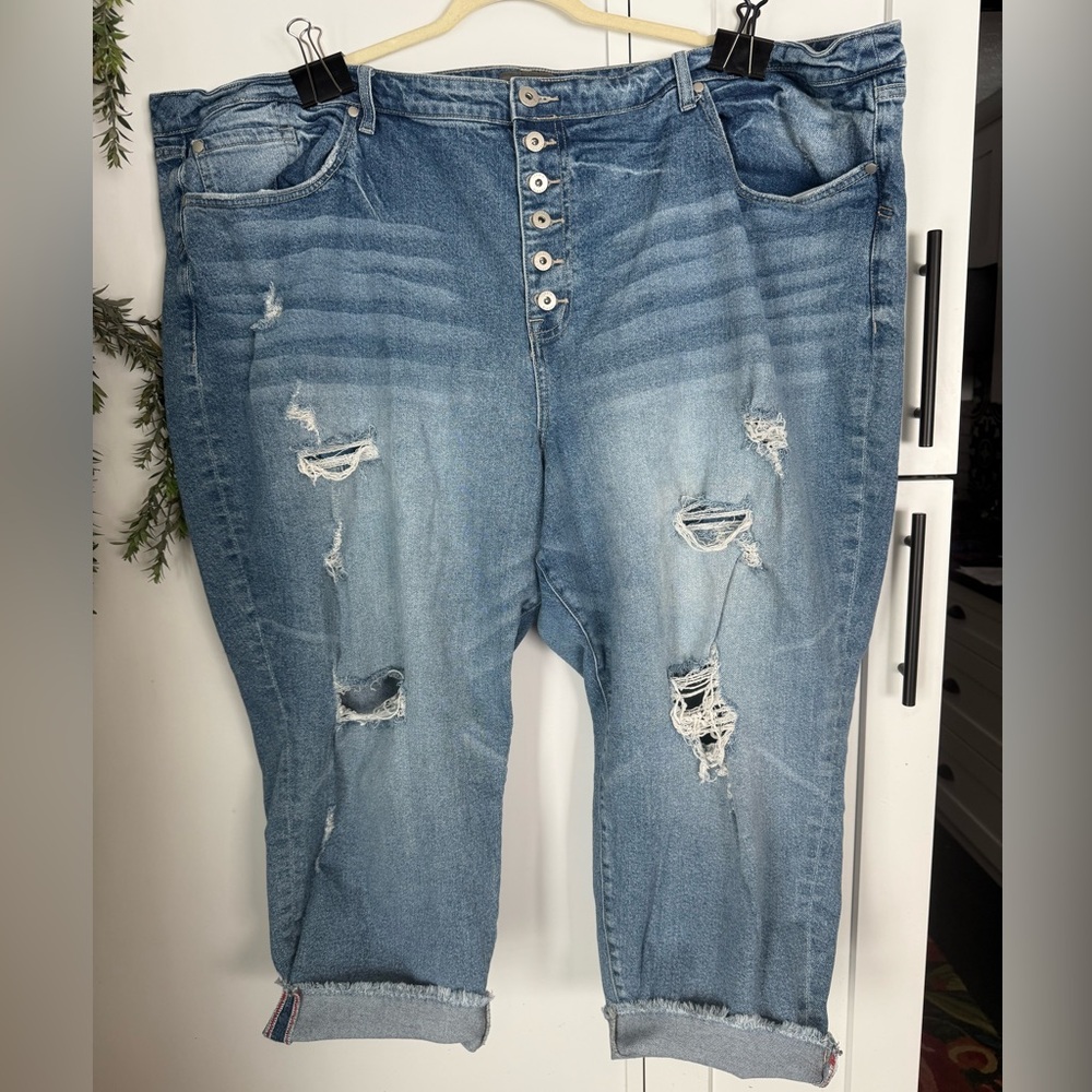 Torrid Blue Boyfriend Distressed Jeans